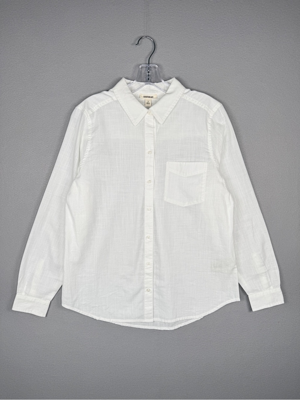 Goodthreads Washed Cotton Boyfriend Shirt Bright White‎ S Slub Button Up